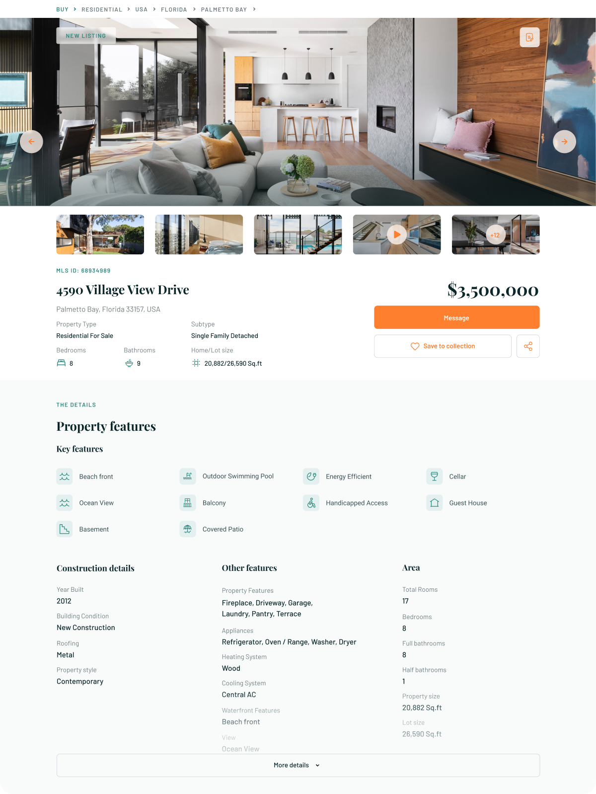 Listing page in English