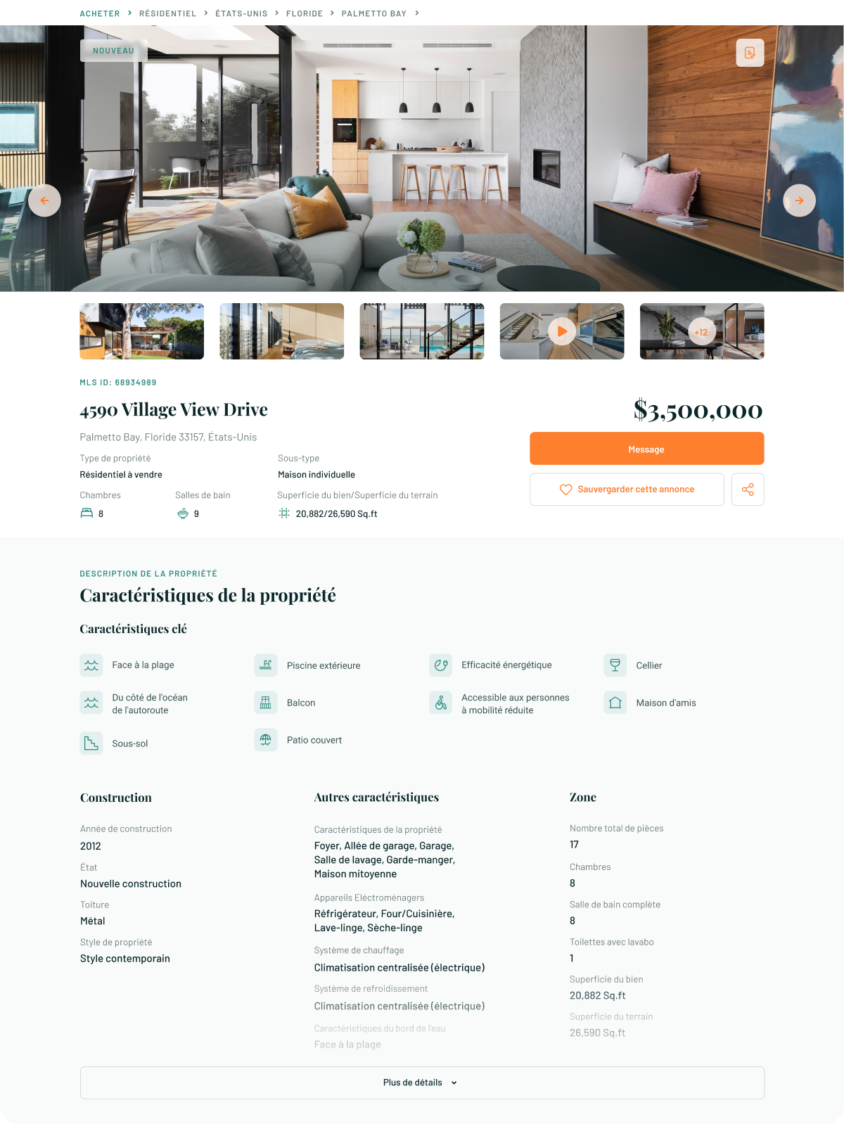 Listing page in French